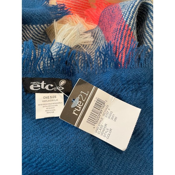 Rue 21 Blue Tan Pink Blanket Scarf NWT - Picture 2 of 3